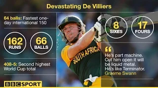 AB De Villiers hits fastest century 162 Runs*(66 Balls)South Africa Vs West Indies in World Cup 2015