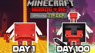 I Survived 100 DAYS as a STRIDER in HARDCORE MINECRAFT... Here's what happened