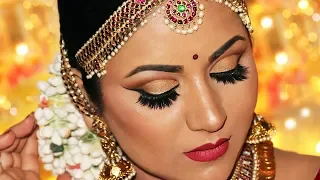 Step-by-Step South Indian Bridal Makeup | Antique Gold Cut Crease