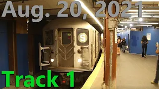 Final 3-Car Train Runs on 42nd St Shuttle Track 1 & Last Day of Old Track 1 Platform - Aug. 20, 2021