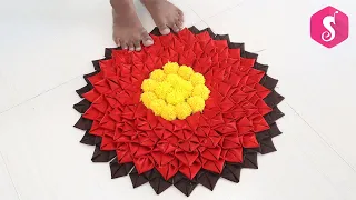 Make Flower Shaped Doormat without Sewing Machine l Old Cloth Doormat l Sonali's Creations