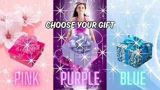 Choose your gift 😍🎁🤮  3 gift box challenge 😍 Pink Purple Blue 💗💜💙 #pickonekickone #giftboxchallenge