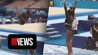 Simone Biles lands Yurchenko double pike in Olympic training