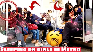 SLEEPING ON STRANGERS IN THE METRO PRANK || EPIC REACTION || MANISH VIRAL