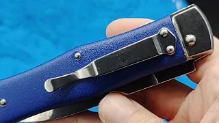 MIKOV PREDATOR AUTOMATIC KNIFE BLUE ABS SCALES MADE IN CZECH REPUBLIC NEW POCKET CLIP VERSION