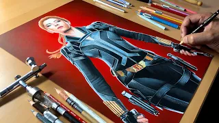 Drawing Black Widow (Scarlett Johansson) - Time-lapse | Artology