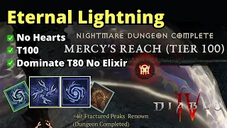 Lightning Sorcerer is Unstoppable in Eternal Realm(No Hearts) - Diablo 4