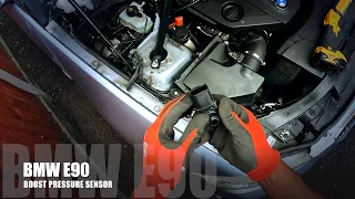 BMW 3-SERIES E90 BRAKE BOOST PRESSURE SENSOR LOCATION REMOVAL AND REPLACEMENT