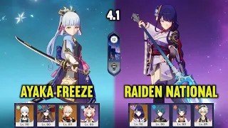 (F2P) C0 AYAKA Freeze & C0 RAIDEN National | 4.1 Spiral Abyss Floor 12 | Genshin Impact