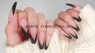 EASY Chic French V-tip 🖤 how to cut cuticle & extension at home