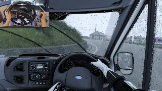 Drifting Ford Transit in heavy rain in VR with a new MOZA truck wheel - Assetto Corsa | Moza R16