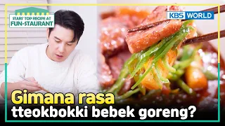 [IND/ENG] Tteokbokki chili, and duck? How does it taste? | Fun-Staurant | KBS WORLD TV 240506