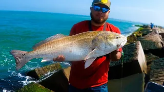 BIG BULLREDS CAUGHT!!! Texas jetty fishing saltwater Part 2