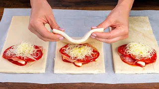Pepperoni appetizer: made with bought puff pastry, salami and mozzarella
