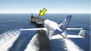World's Biggest Aircraft, Airbus Beluga, Emergency Landing On An Aircraft Carrier | GTA 5