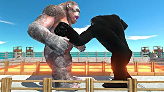 Mutant Primates vs Shadow Itself on Small Lava Bridge - Animal Revolt Battle Simulator