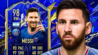 THE FINESSE SHOT KING! 👑 98 TOTY MESSI PLAYER REVIEW! - FIFA 22 Ultimate Team