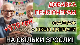 НА СКІЛЬКИ ЗРОСЛА. Збільшення пенсії за СТАЖ і індексація ДОПЛАТ.