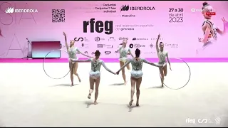 SPAIN 5 HOOPS. Spanish Rhythmic Gymnastics Senior Group demonstration GR Santander April 29th, 2023.