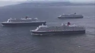 Cunard's 3 Queens arrive in Southampton to celebrate Queen Mary 2's 10th Anniversary