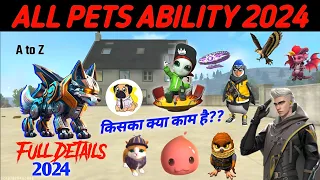 AtoZ All pets Ability Full Details explain 2024 in Free Fire | AR ROWDY 99 ✓