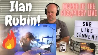 Drum Teacher Reacts: Nine Inch Nails - MARCH OF THE PIGS/PIGGY LIVE - ILAN RUBIN Drum Cam