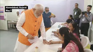 Modi Votes in India's General Election