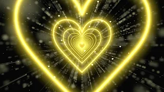 Neon Lights Love Heart Tunnel💛Yellow Heart Background Video Loop [4 Hours] Wallpaper Heart