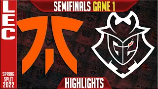 FNC vs G2 Highlights Game 1 | Semi final LEC Playoffs Spring 2022 | Fnatic vs G2 Esports G1