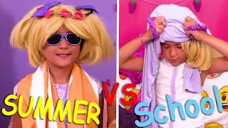 Summer vs School Morning Routines ✨Princesses In Real Life | Kiddyzuzaa