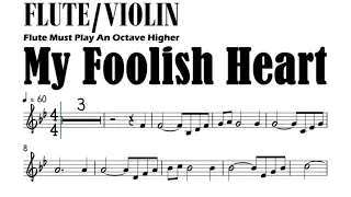 My Foolish Heart Flute Violin Sheet Music Backing Track Play Along Partitura