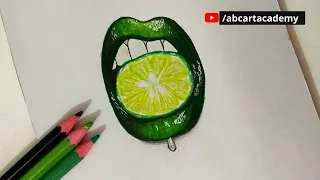 How to Draw Realistic Lips with Lime? Iconic Lime Lips | DAYS_4 #12_Days_Challenge