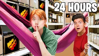 SNEAKING into Preston’s Warehouse for 24 hours! - Challenge