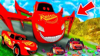 Big & Small Lightning McQueen Creepy Arachnid vs Evil McQueen.EXE vs Mater Pixar Car vs WHO IS BEST?