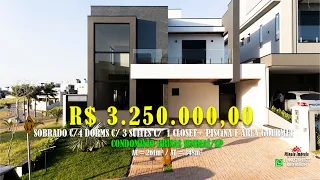 Casa 261m²  automatizada c/ 3 Suítes + Área Gourmet e Piscina, Condominio Brisas Jundiaí, Jundiaí-SP