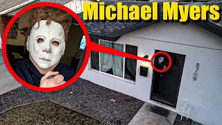 DING DONG DITCHING MICHAEL MYERS USING MY DRONE! (HE WAS EXTREMELY ANGRY)