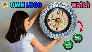 Handmade DIY wall clock making from waste bottle cap ll own logo watch