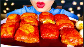 ASMR EATING SPICY NUCLEAR FIRE NOODLE RICE PAPER WRAP , CHEESE, EGG 咀嚼音 | 먹방