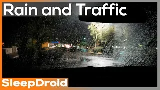 ► Parking Lot Rain: City Rain at Night with Traffic & Distant Thunder Sounds for Sleeping. Wet Road