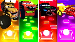 School bus eater vs Mcqueen eater big wheels vs Mcqueen eater vs Car Eater | Tiles Hop EDM Rush