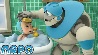 Must Keep The Baby CLEAN!!! | ARPO | Moonbug Kids - Funny Cartoons and Animation