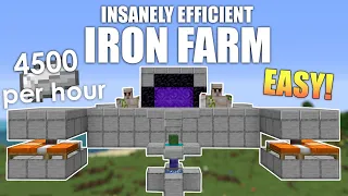 Minecraft Easy IRON FARM Extremely Efficient!  - Tutorial 1.16+