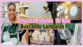 Diario de obra🚧todo el baño está muy SUCIO🤮Limpieza extrema del baño+compramos lámparas/VLOG