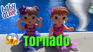 Baby Alive Mermaids 🧜‍♀️  Go Swimming in The Pool First Tornado 🌪