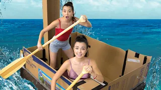 WE MADE A GIANT CARDBOARD BOX BOAT - Merrell Twins