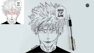 How to draw Gojo Satoru from Jujutsu Kaisen || How to draw anime step by step || Easy anime drawing