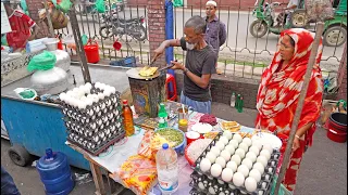 Old Couple Selling Egg Stuffed Combination Bread Toast | Bangladeshi Street Food