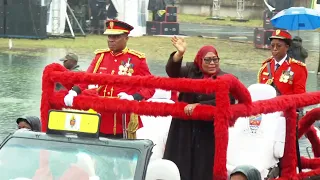 See how President Suluhu of tanzania inspect of guard, marching and drills during