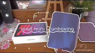 ipad mini 6 purple aesthetic unboxing | alternative pencil + accessories