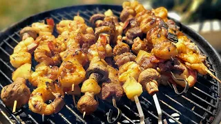 How to grill the best steak and shrimp kabobs | SnS kettle travel grill